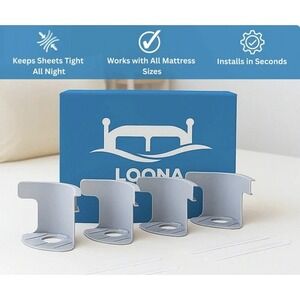 Loona Sheet Fasteners Bedding Grippers Mattress Clips 4 Pack‎ Gray